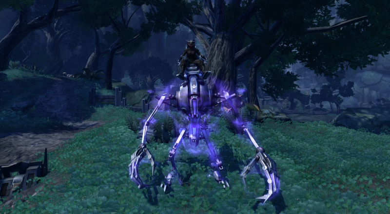 la monture Umbaran Holo-Rancor violette. Disponible uniquement jusqu’au 25 juin 2025, cette monture ne peut être obtenue que via la fonctionnalité Twitch Drops.