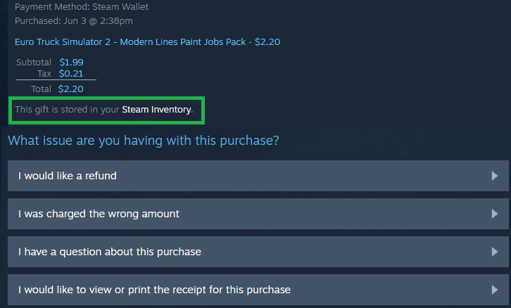 Steam orders purchase