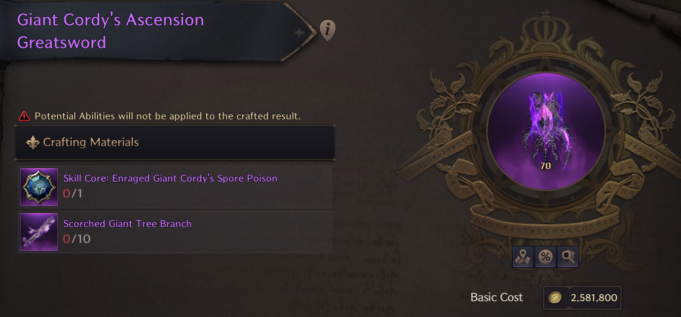 Equipment Crafting Recipes