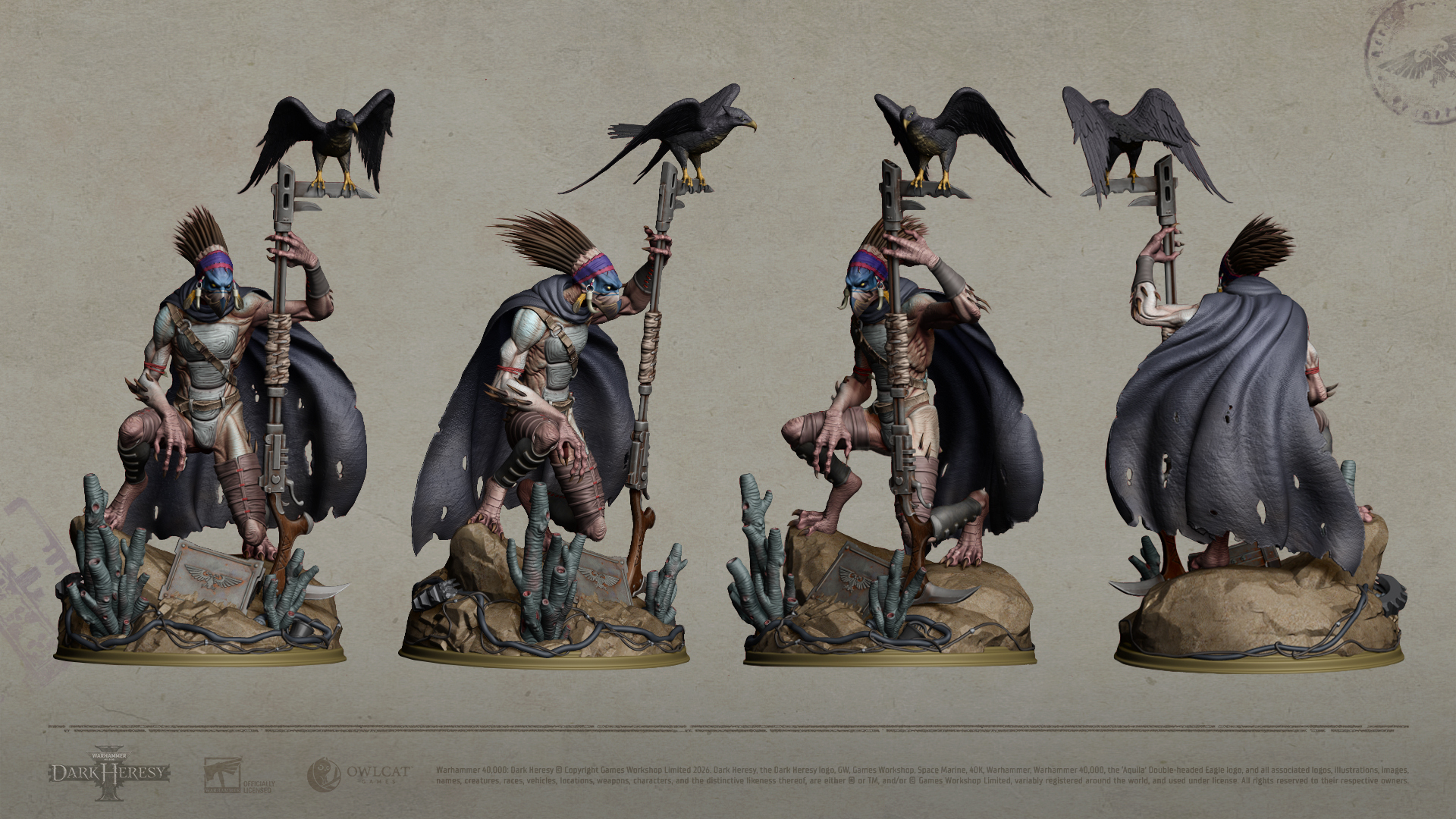 NEWS - Warhammer 40 000 : Dark Heresy : La figurine Kroot de l'édition Collector 4 Figurine de Ra'akhti et de son pech'ra Yuka