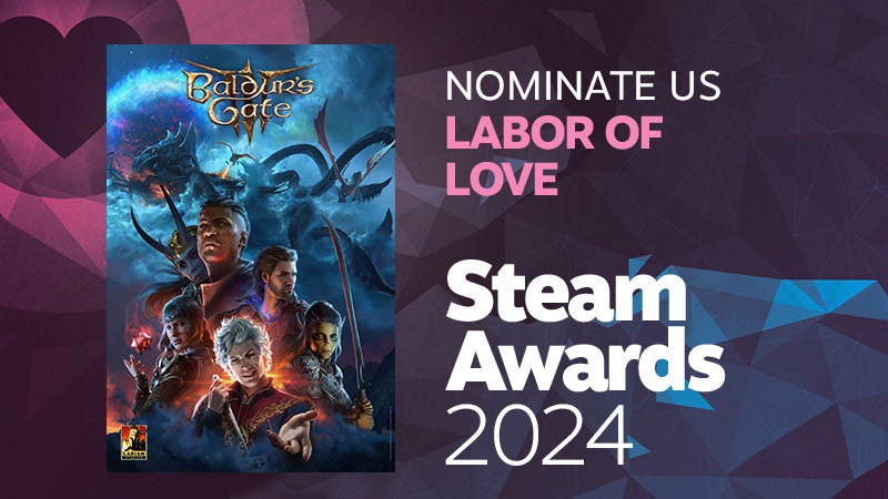 Выдвиньте Baldur’s Gate 3 на премию «Любовь к делу» на церемонии Steam Awards 2024