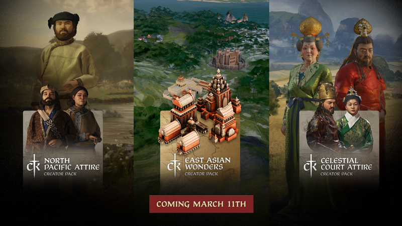Crusader Kings III Crusader Kings III 综合资讯攻略 · Three New Asian Themed Creator Packs - Available March 11!