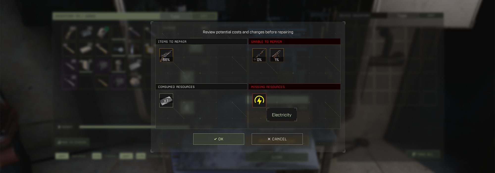 Icarus Repair Bench UI changes in Week 227