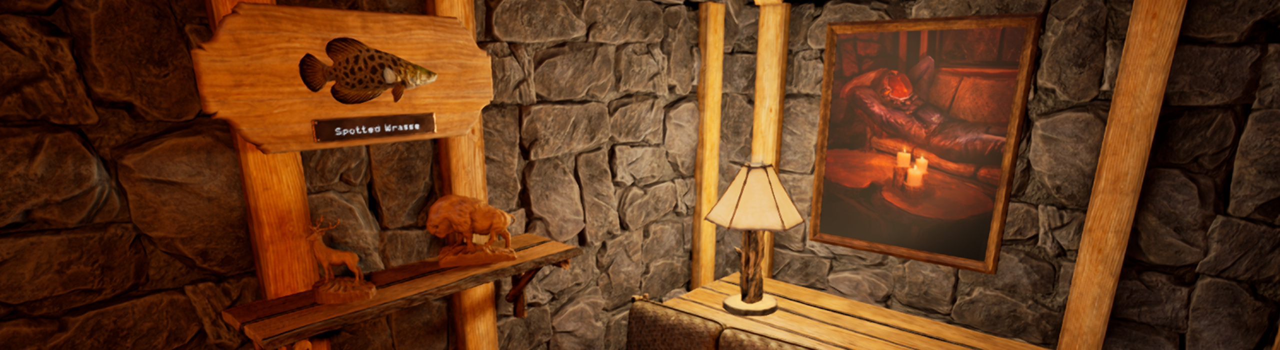 Rustic Wall Shelf and Lamp in Icarus