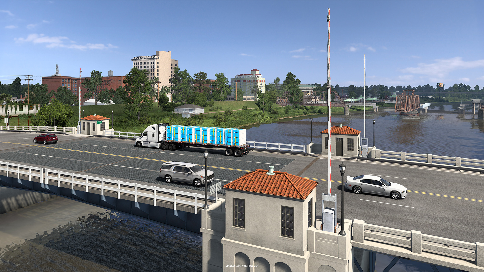 Truck waiting at a movable bridge