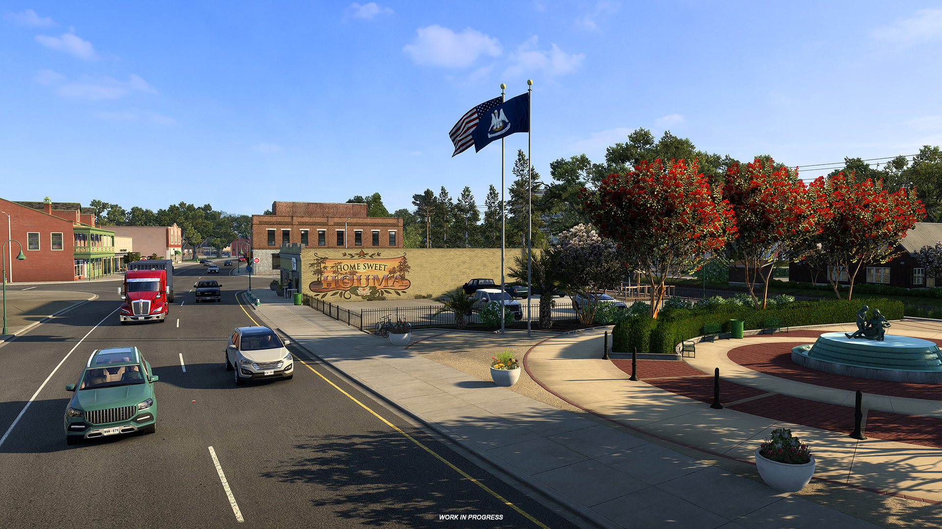 Statue of a mother and children near Houma city court