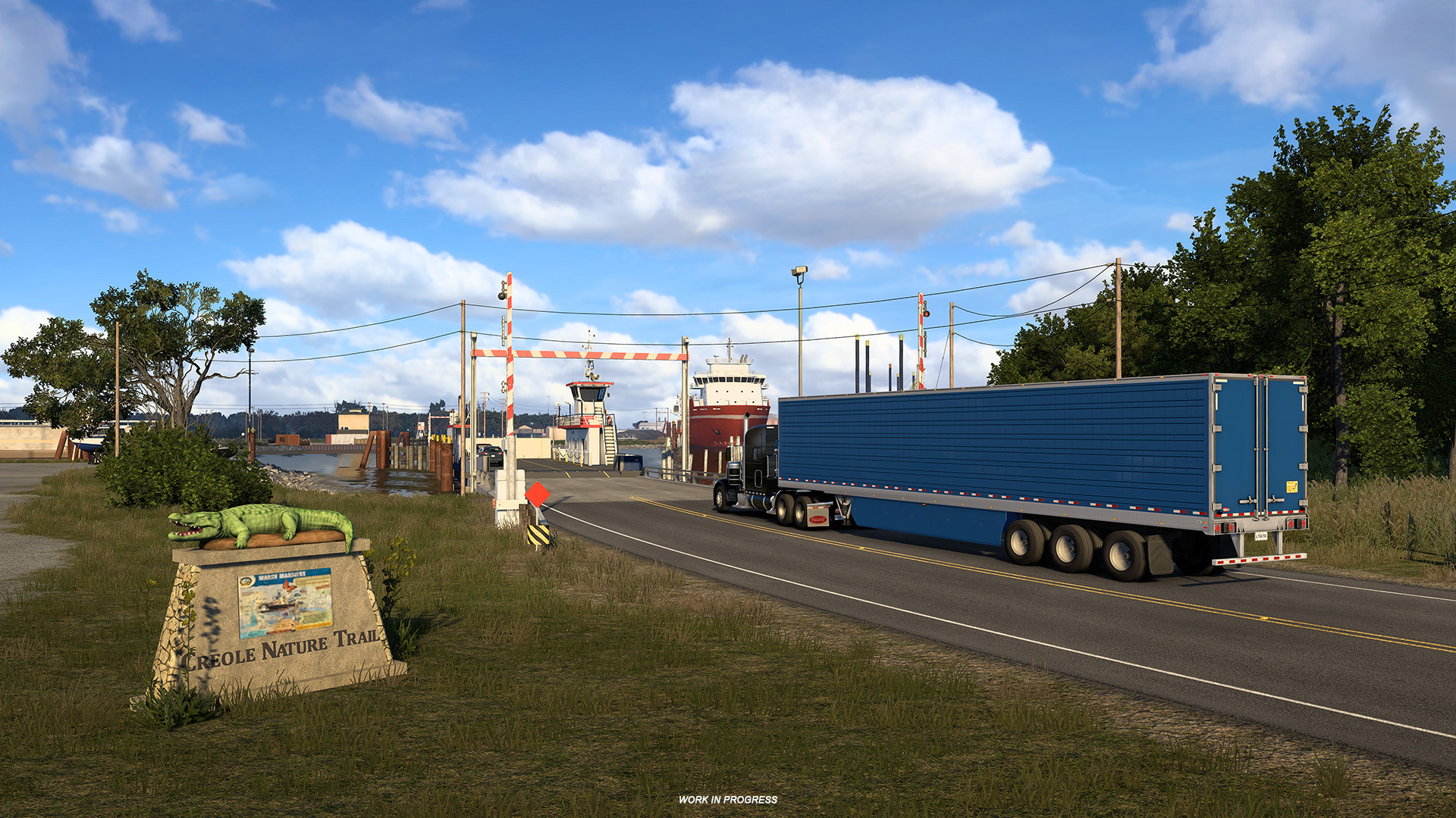 Ferry crossing over marshland