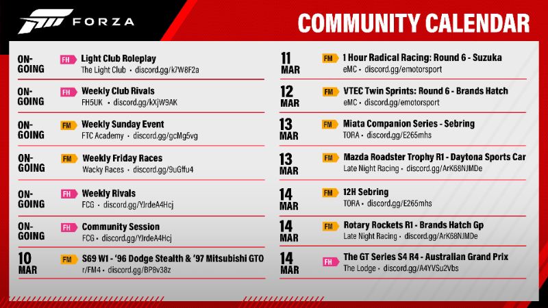 Forza Horizon 5 Forza Horizon 5 S4 赛季 · Horizon Community Calendar
