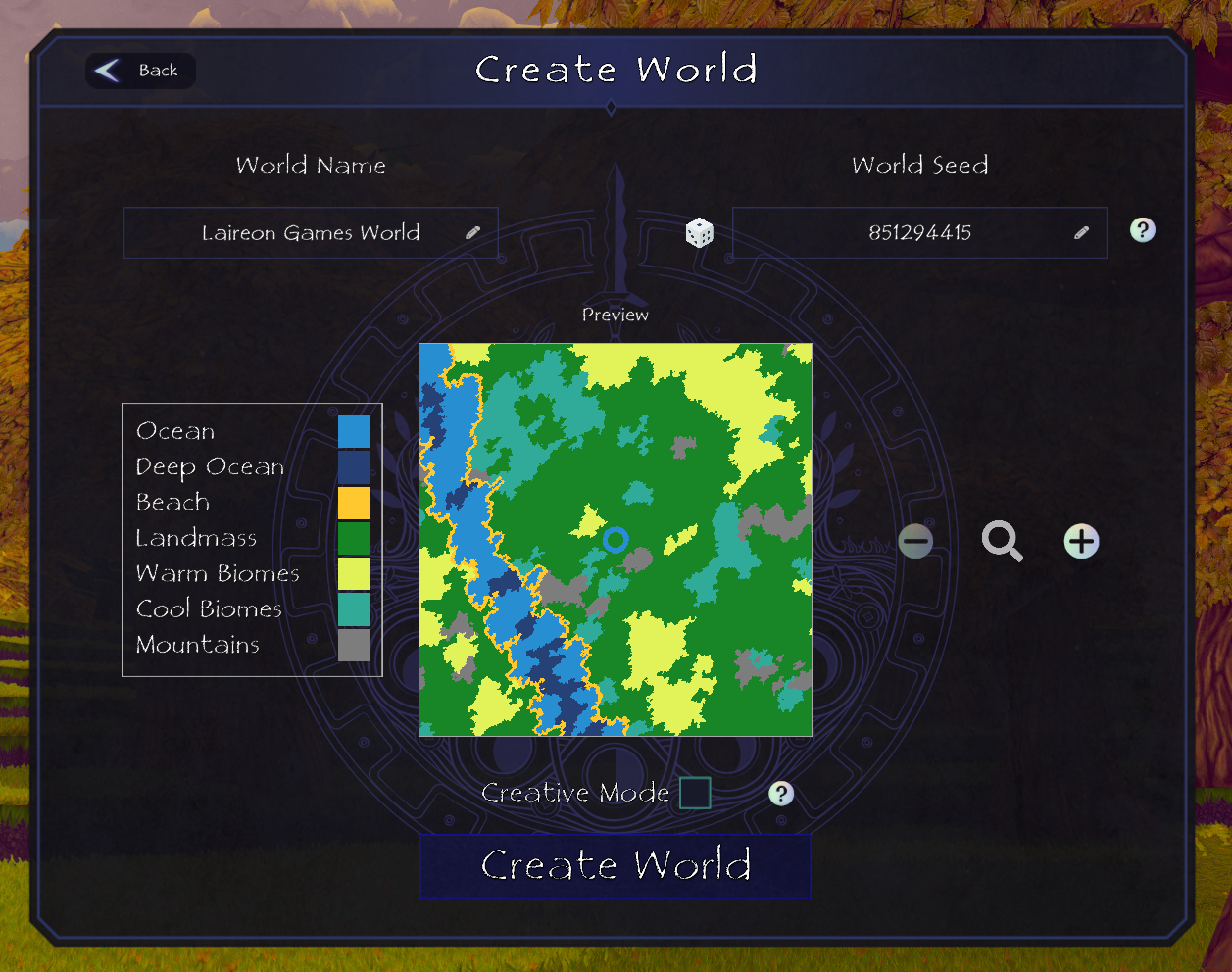 I still plan to add more control to world generation in a future update ...