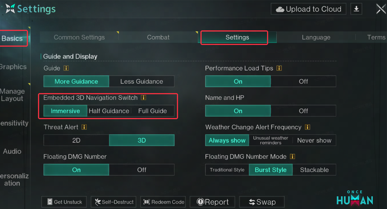 Mobile navigation settings