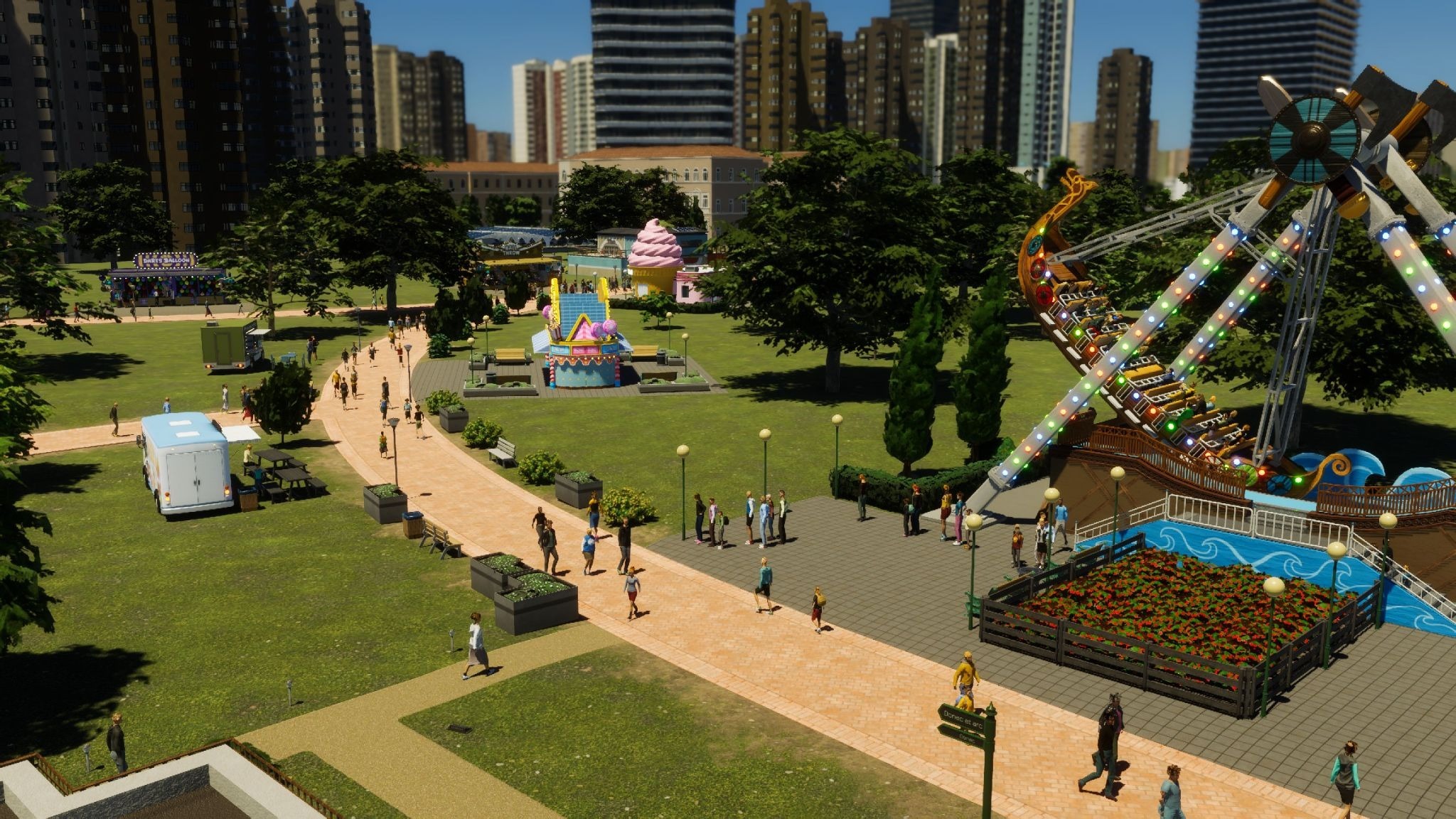Citizens interacting with park features