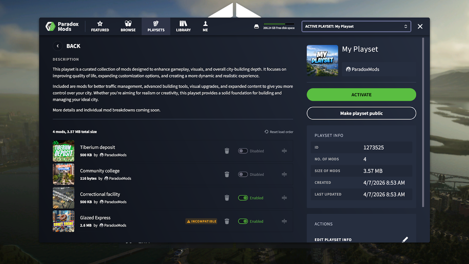 Публикация набора