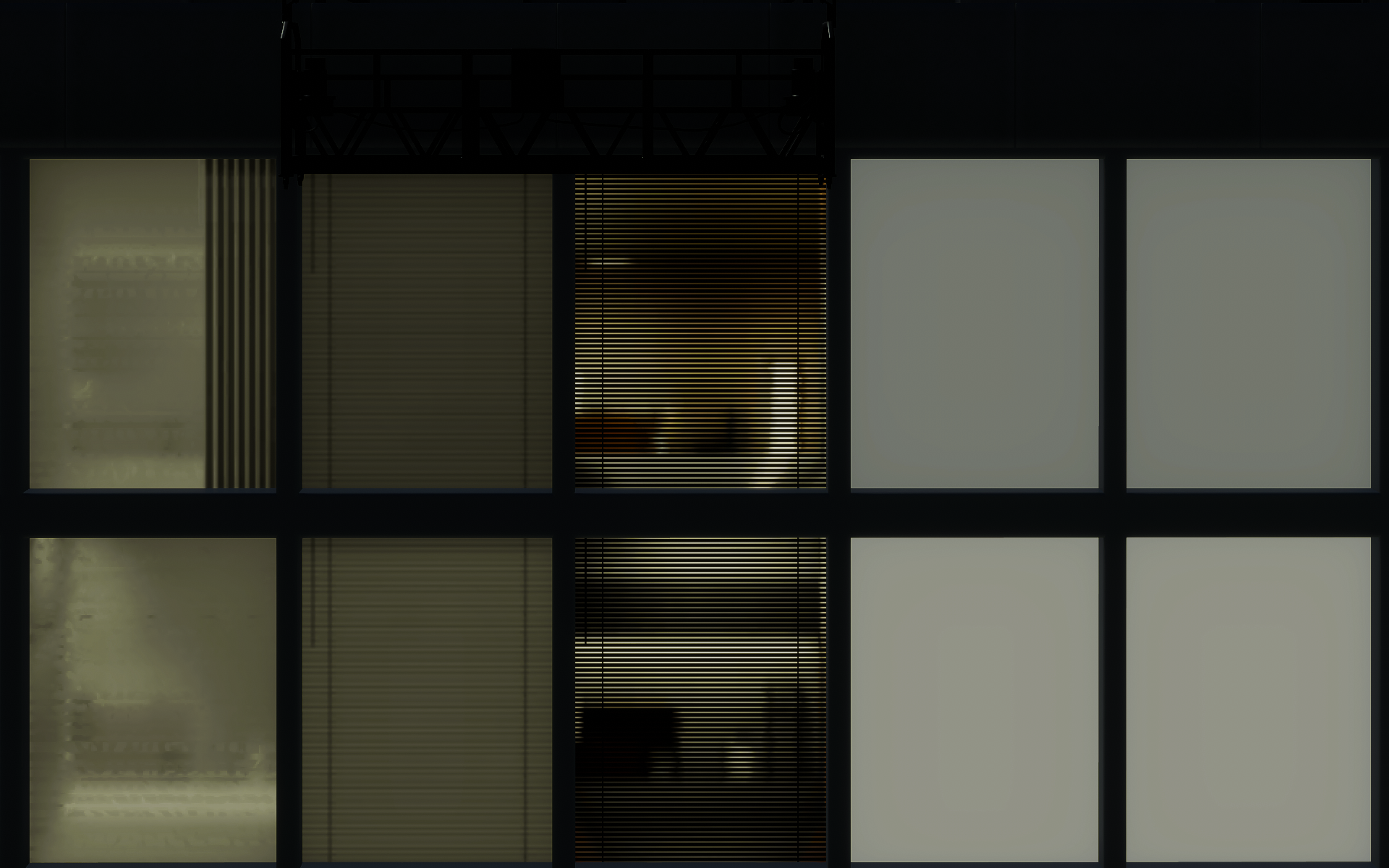 Window material comparison showing frosted, standard, and opaque glass