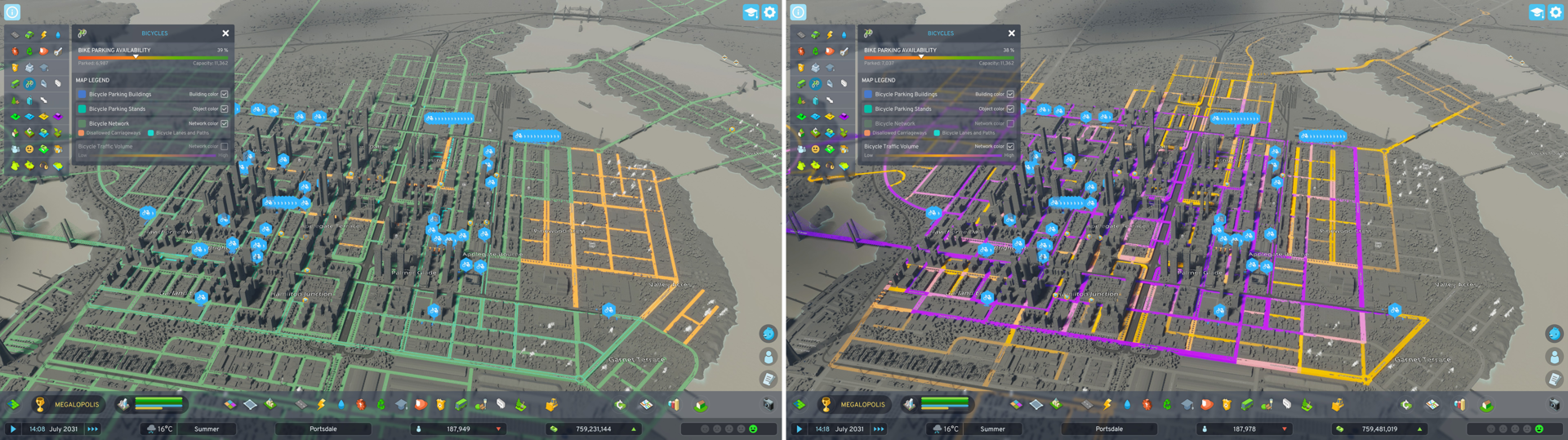 Bicycle info view overlay