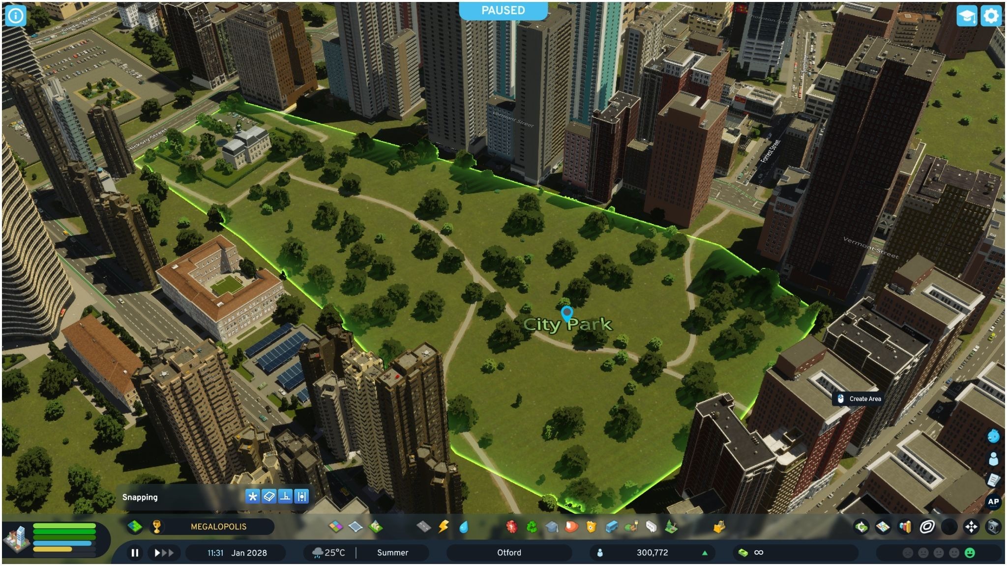 Green park district overlay in the city