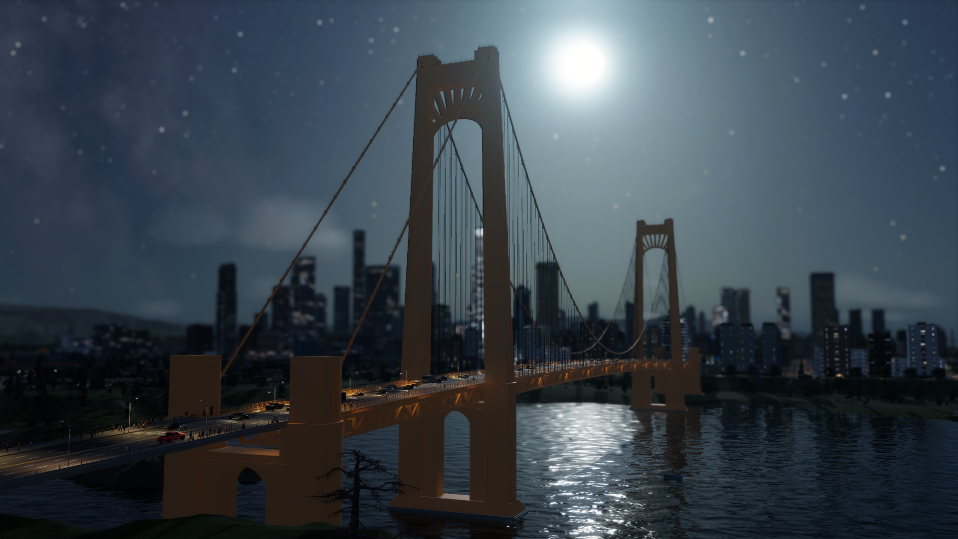 Шестиполосный подвесной мост