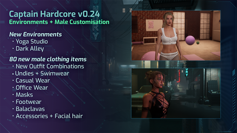 Update 0.24 now live - Alleyway, Yoga Studio, new clothing and more!