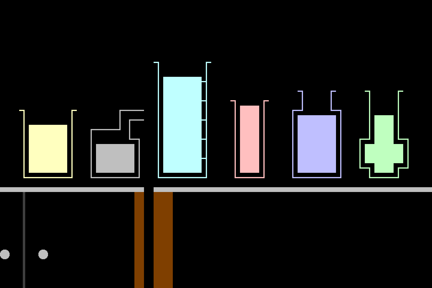 True to form, the beakers, colors, and order will be randomized.