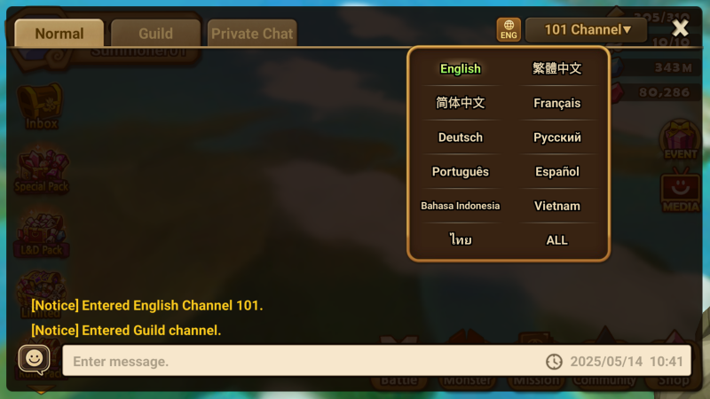 Language Chat Channels