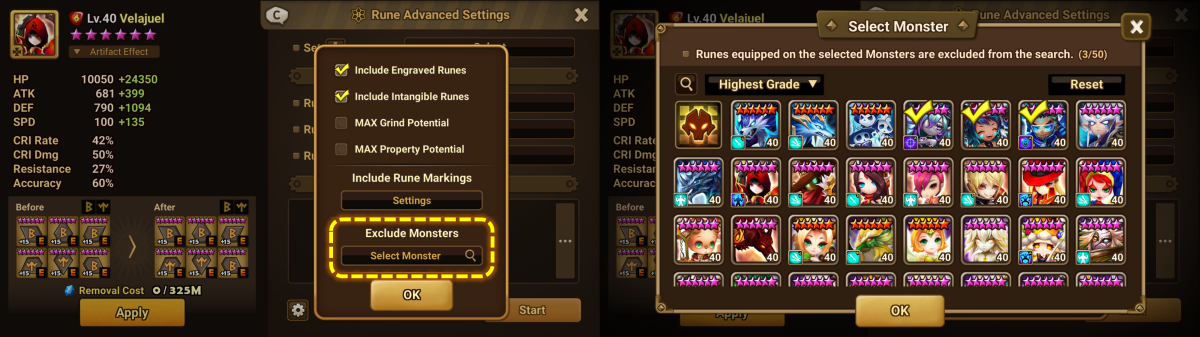 Rune current Settings