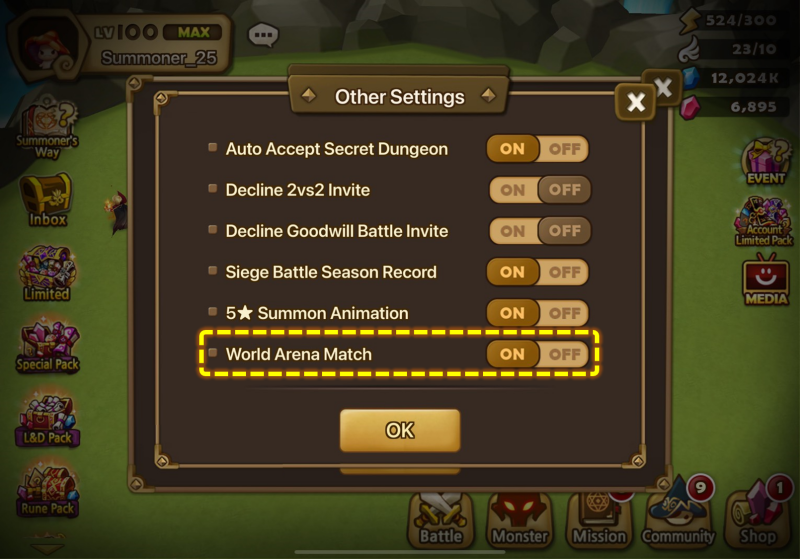Settings Menu