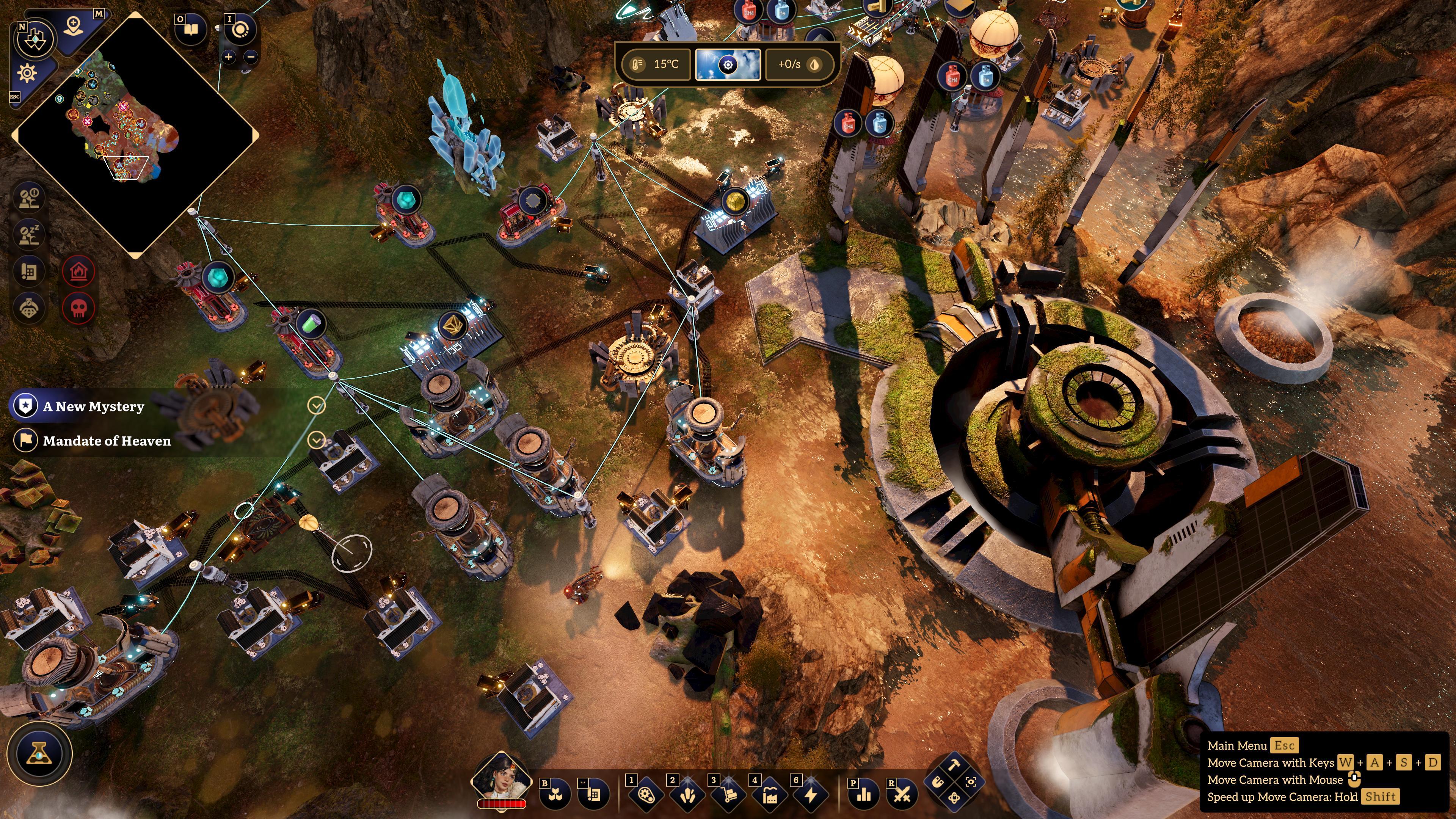 ฐานโรงงานและเส้นทางขนส่งใน Brave New Wonders ข้างซากโครงสร้างขนาดใหญ่
