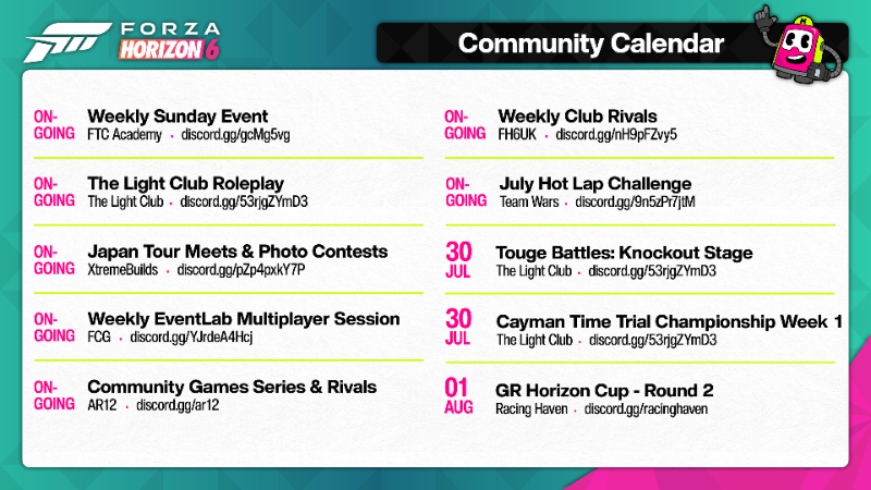 Forza Horizon 6: July 27 Community Event Calendar and Updates