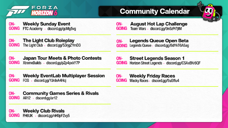Forza Horizon 6 Community Calendar - August 24
