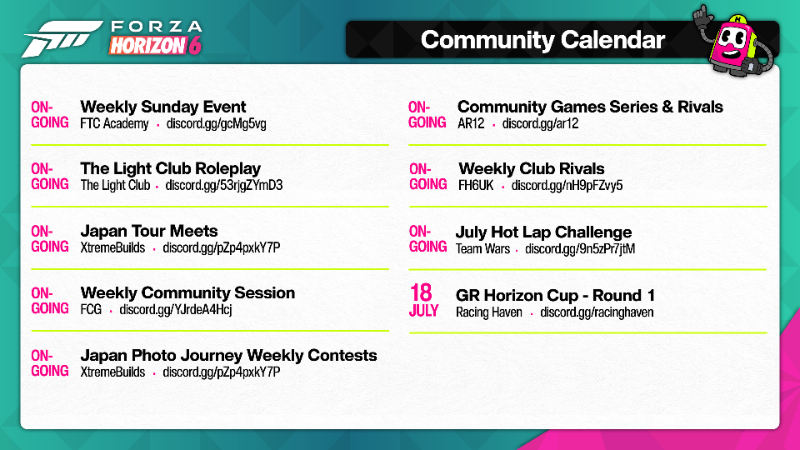 Календарь событий Forza Horizon 6 — 3 июля Календарь событий Forza Horizon 6 — 3 июля