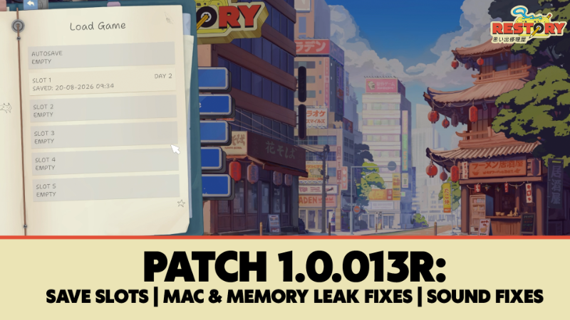 Restore PC Update Adds Save Slots and Fixes Memory Leaks