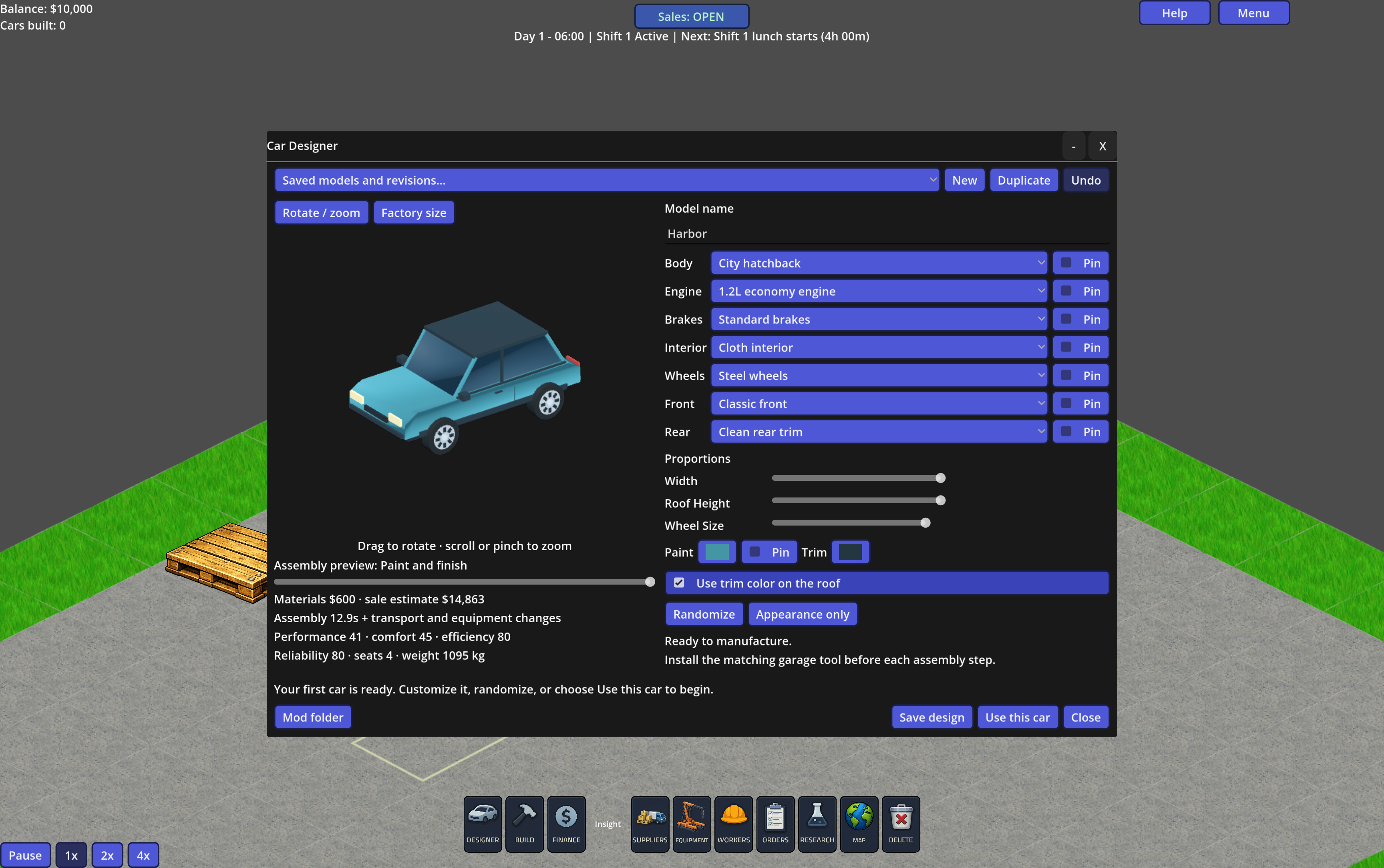 Update 0.10: Design Your Own Cars · Car Factory Tycoon update for 17 ...