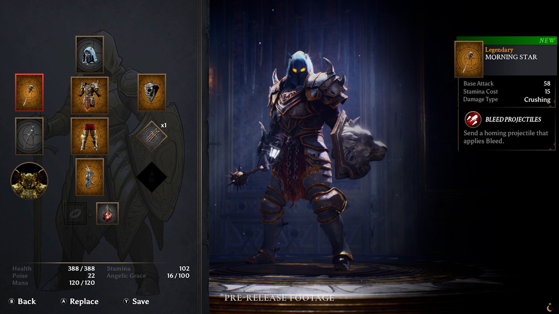 Crimson Moon equipment and build screen