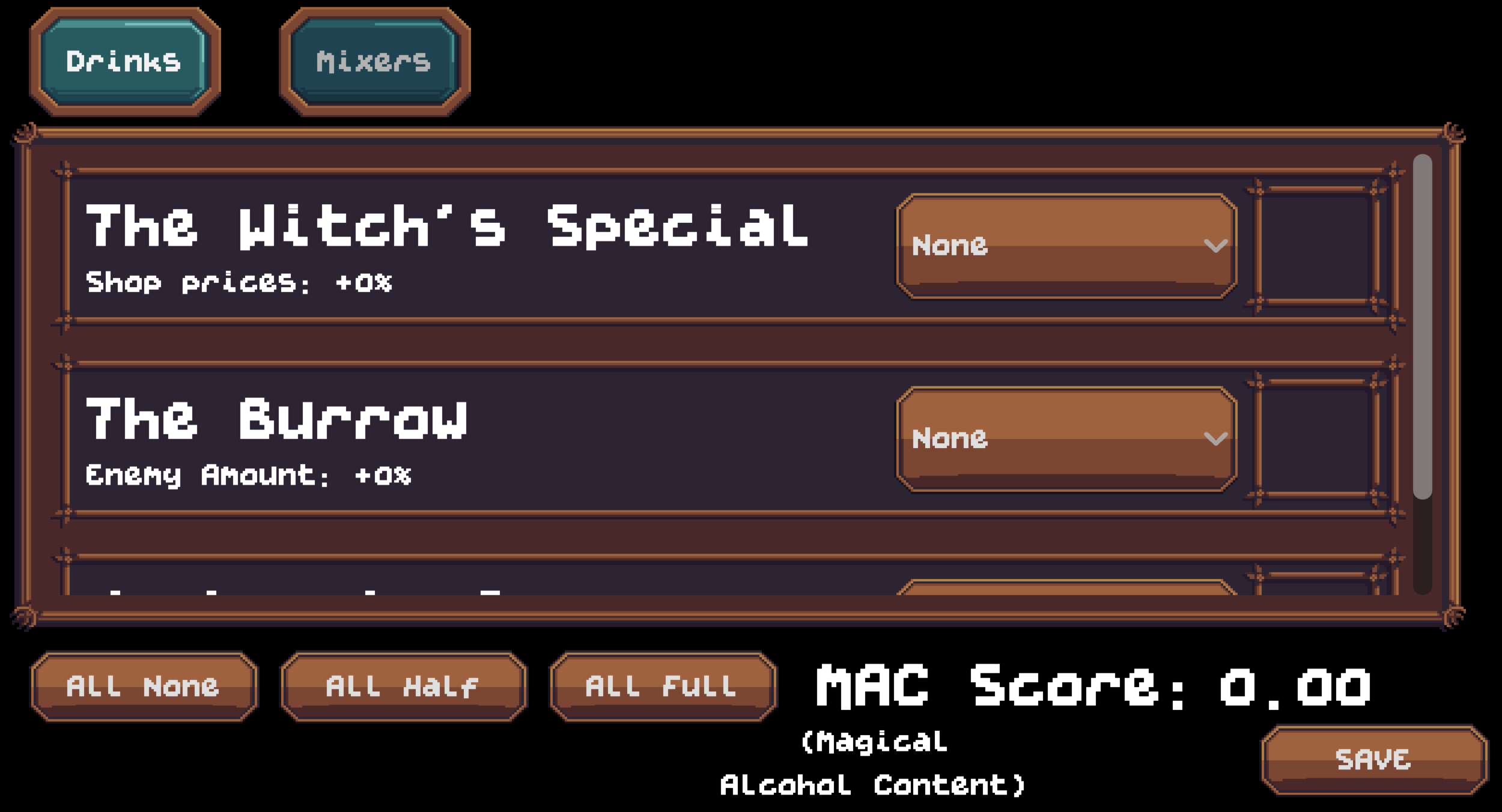 Modifier Screen Below Zero Opening this new menu will bring up the new Run Modifiers screen and a ...