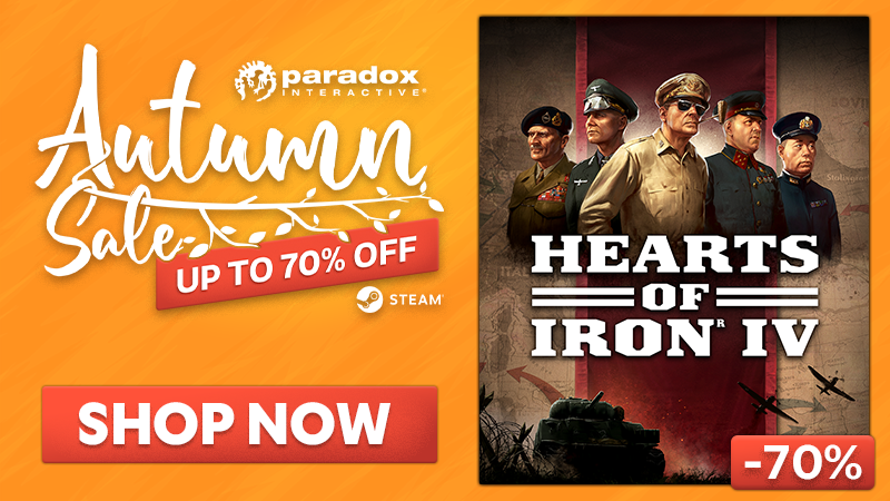 Hearts of Iron IV — осенняя распродажа в Steam!